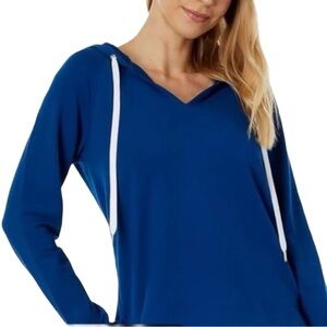 Lilly Pulitzer Kiawah Women’s Blue V-Neck Hoodie Long Sleeves Sz S NWOT